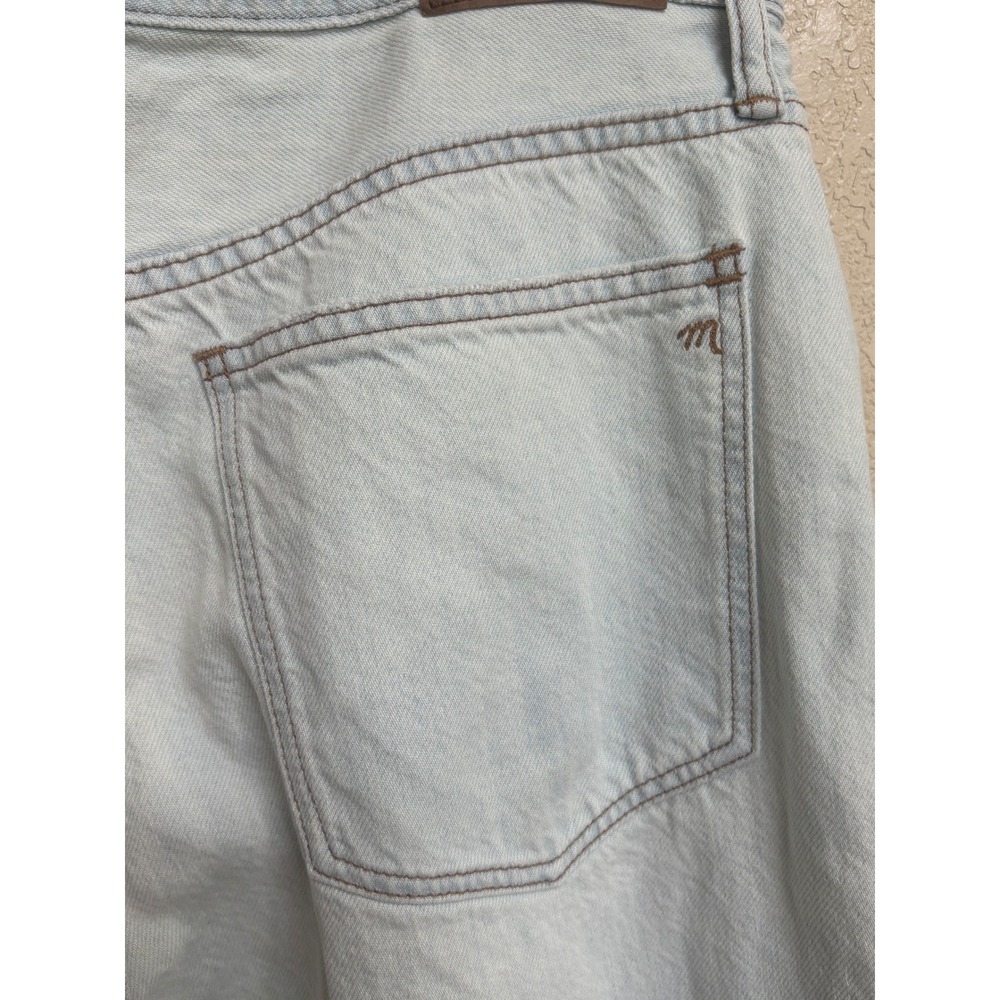 Madewell Baggy Tapered Jeans Light Wash Distressed Ripped Knee High Rise - Picture 9 of 11
